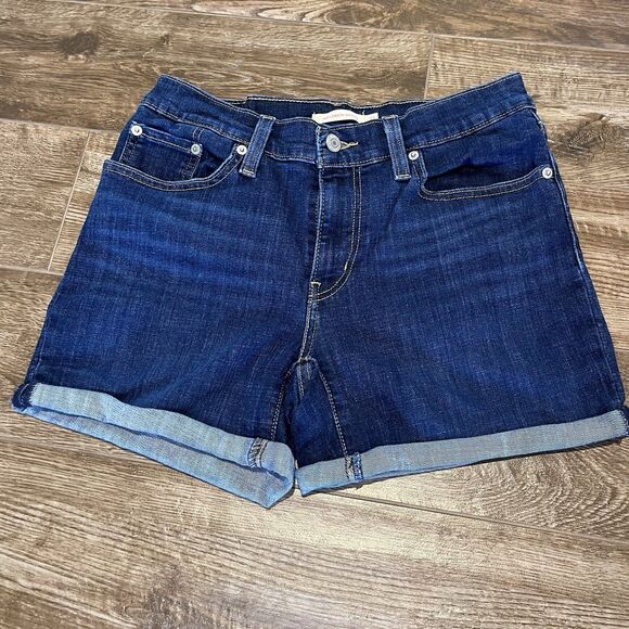 Levi's Pants - Levi's Mid-Length Shorts Women Size 27 Blue Medium Wash Mid-Rise Cuffed Denim